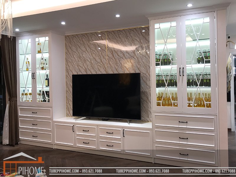 Thiết kế nội thất gỗ MDF Melamine nhà anh Lâm ở Quần Ngựa, HN